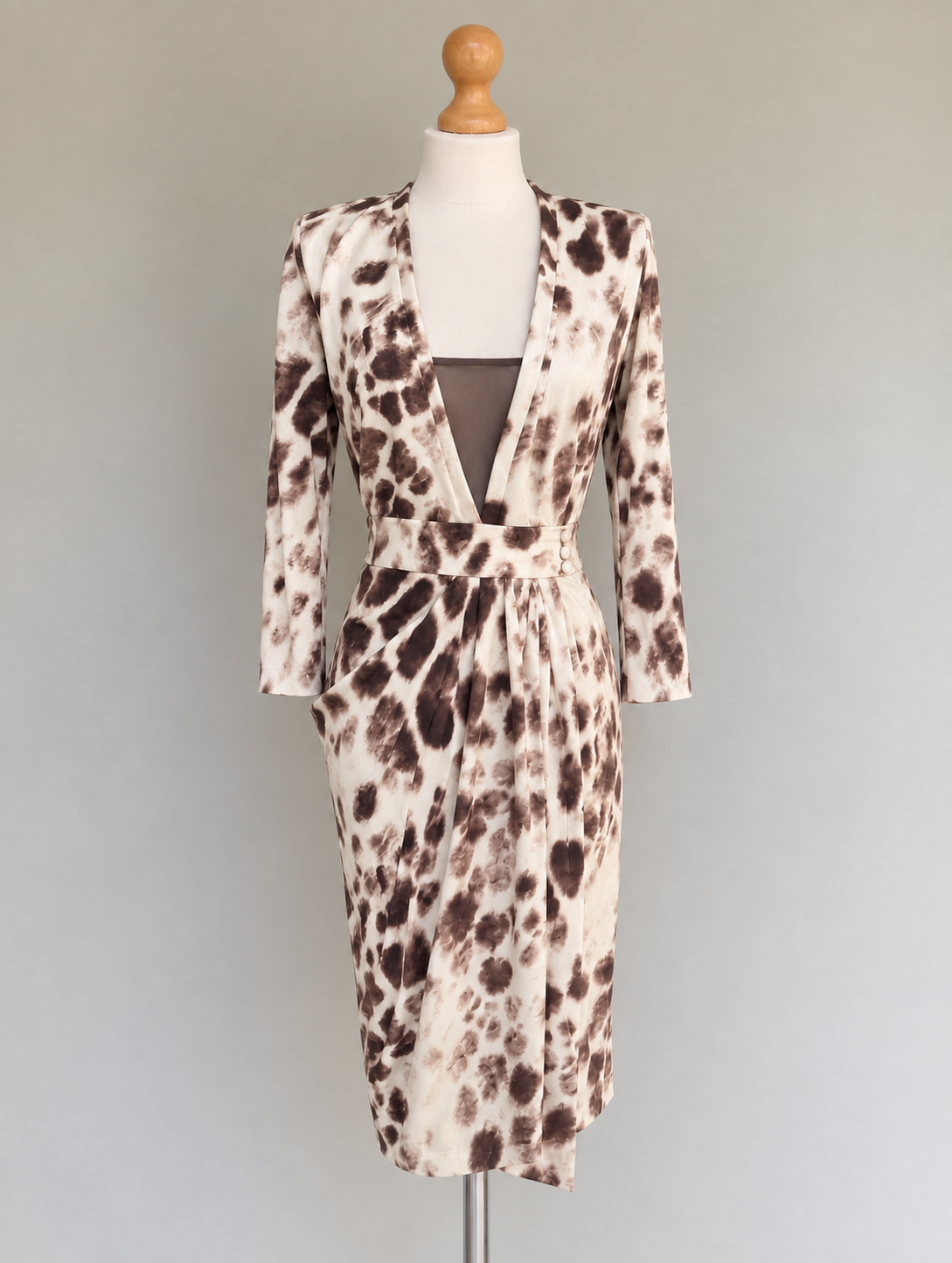 Just Cavalli Giraffe Animal Blot Print Midi Dress - S