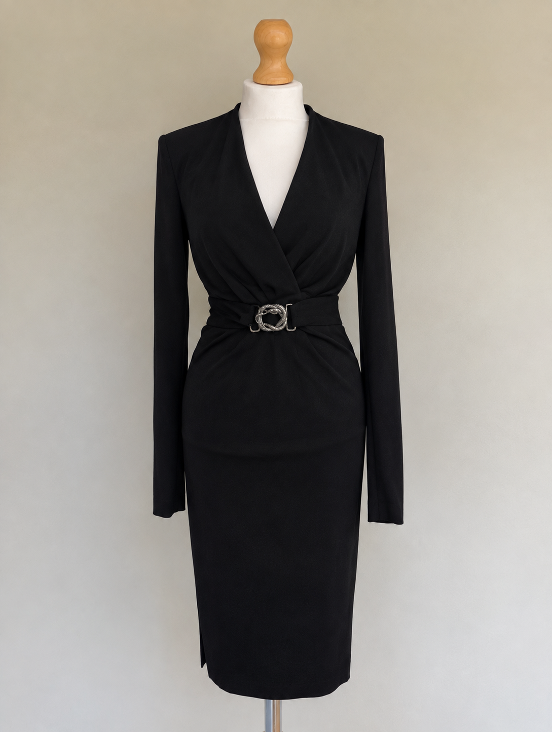 Just Cavalli Black Jersey Long Sleeve Wrap Dress - XS
