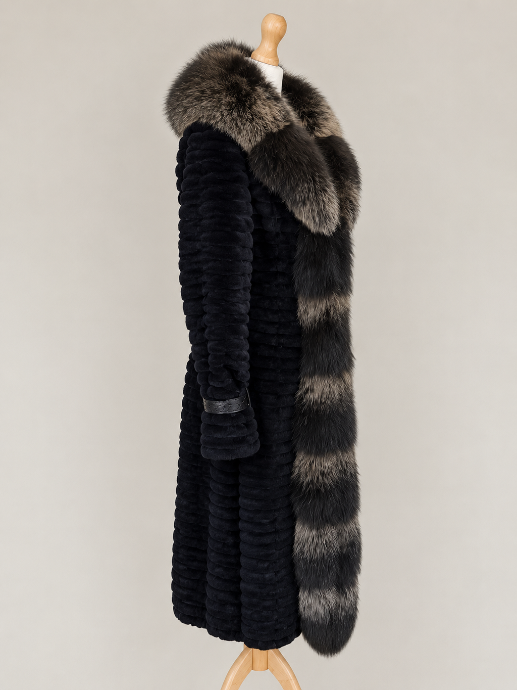 Monica Rea Italian Full Length Rabbit Fox Fur Coat - M-L