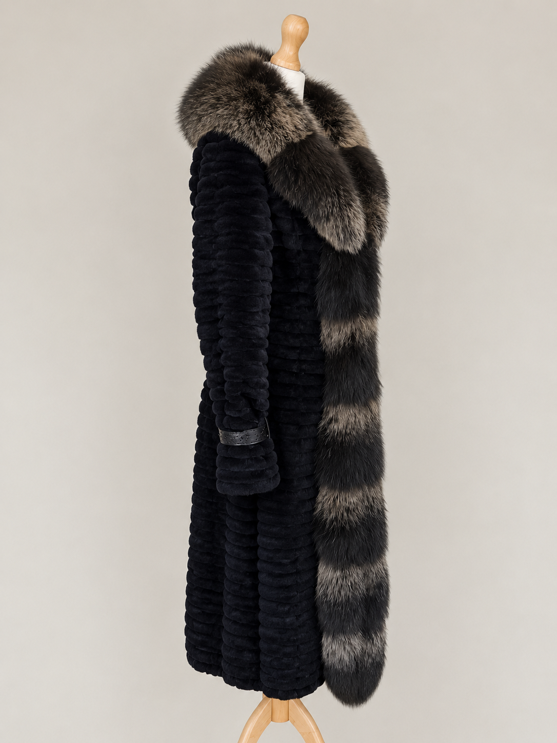 Monica Rea Italian Full Length Rabbit Fox Fur Coat - M-L