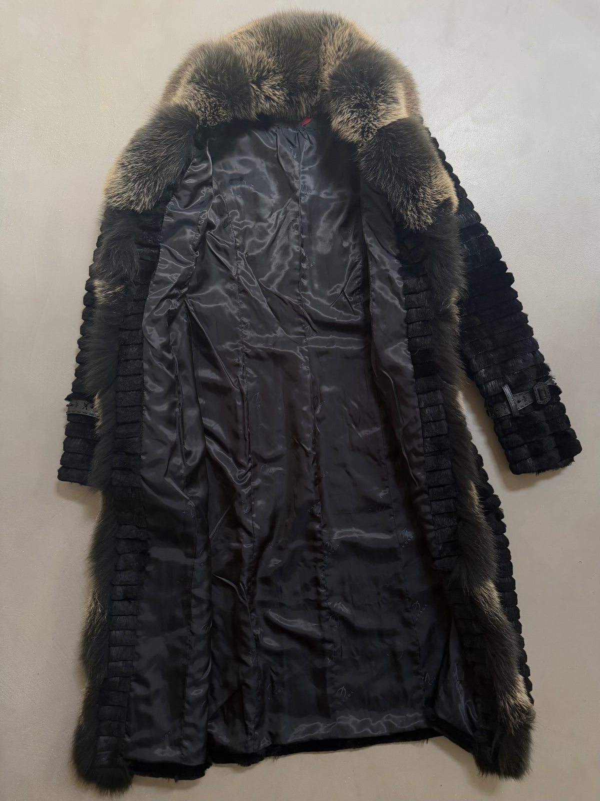 Monica Rea Italian Full Length Rabbit Fox Fur Coat - M-L