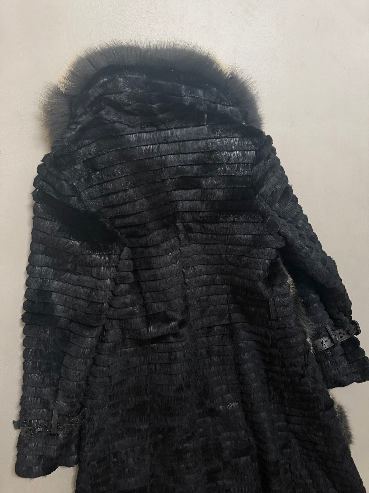 Monica Rea Italian Full Length Rabbit Fox Fur Coat - M-L