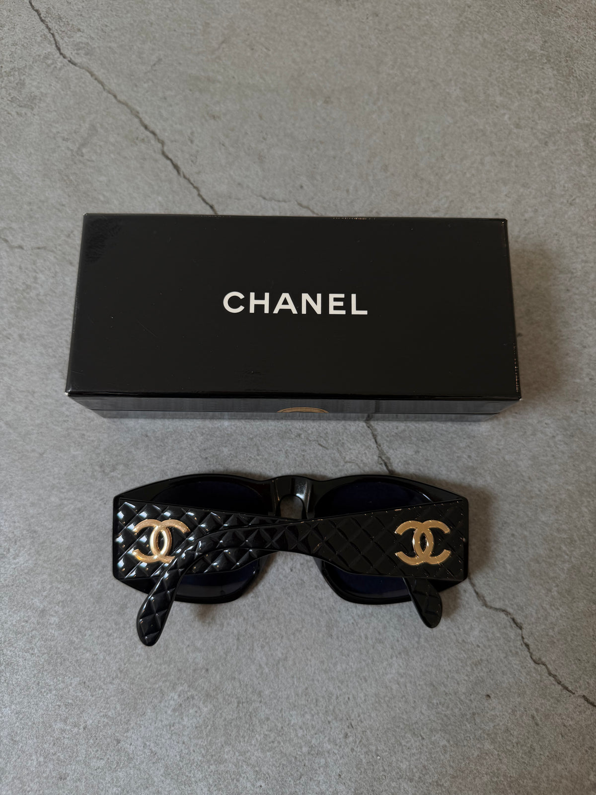 Chanel Black Quilted CC Sunglasses