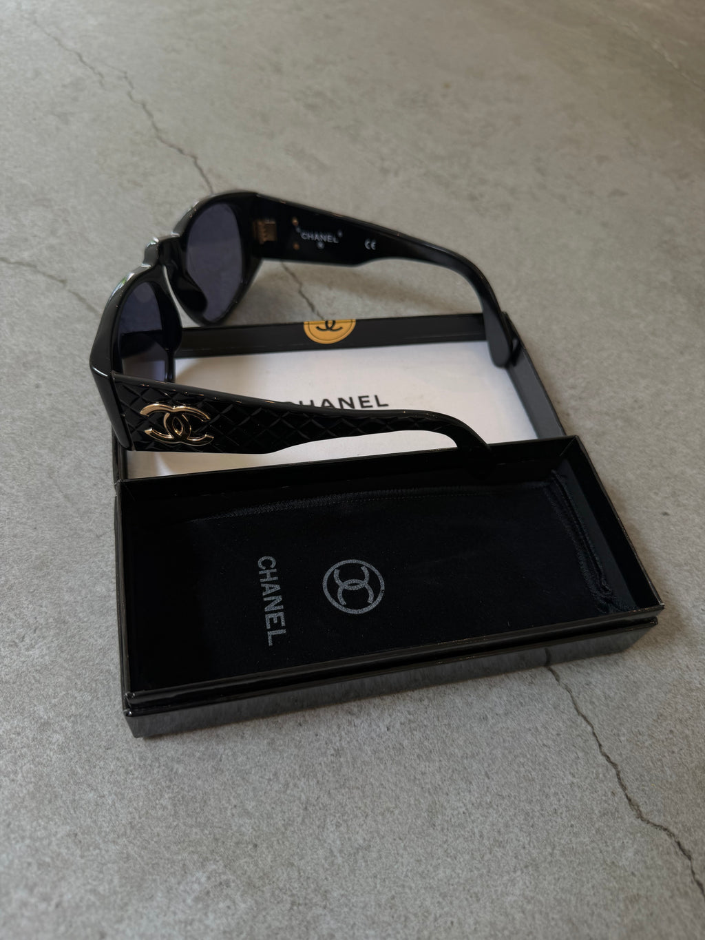 Chanel Black Quilted CC Sunglasses