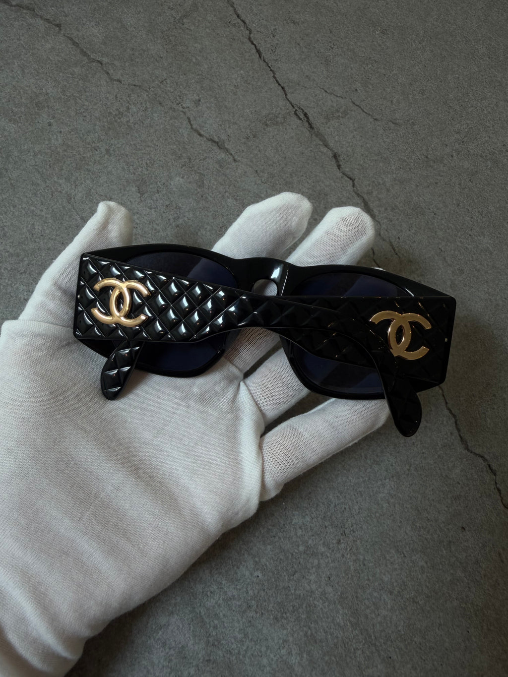 Chanel Black Quilted CC Sunglasses