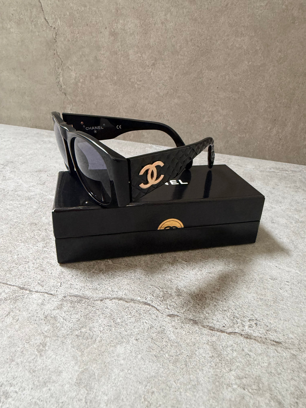Chanel Black Quilted CC Sunglasses