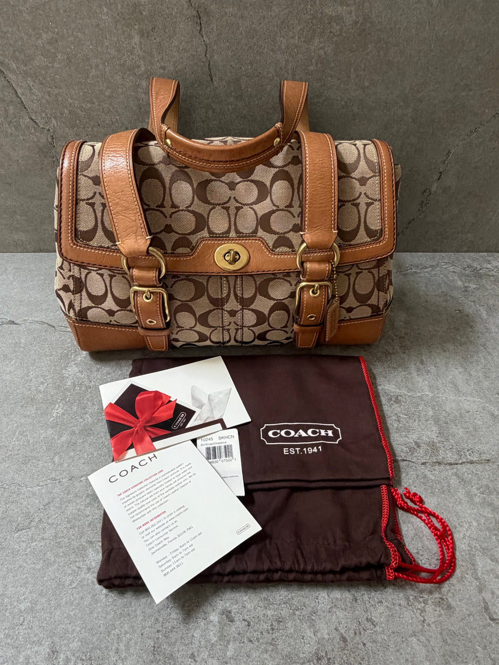 Coach Signature Canvas Flap Shoulder Bag Chestnut