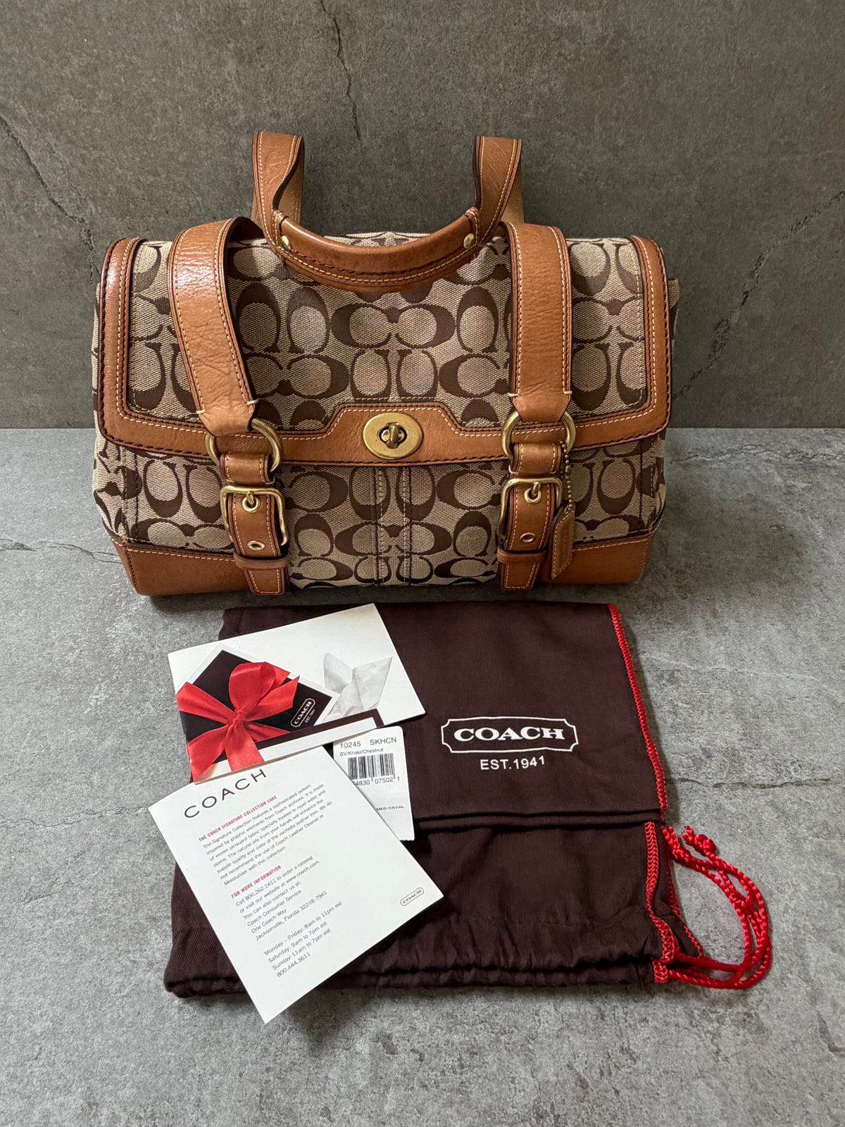 Coach Signature Canvas Flap Shoulder Bag Chestnut