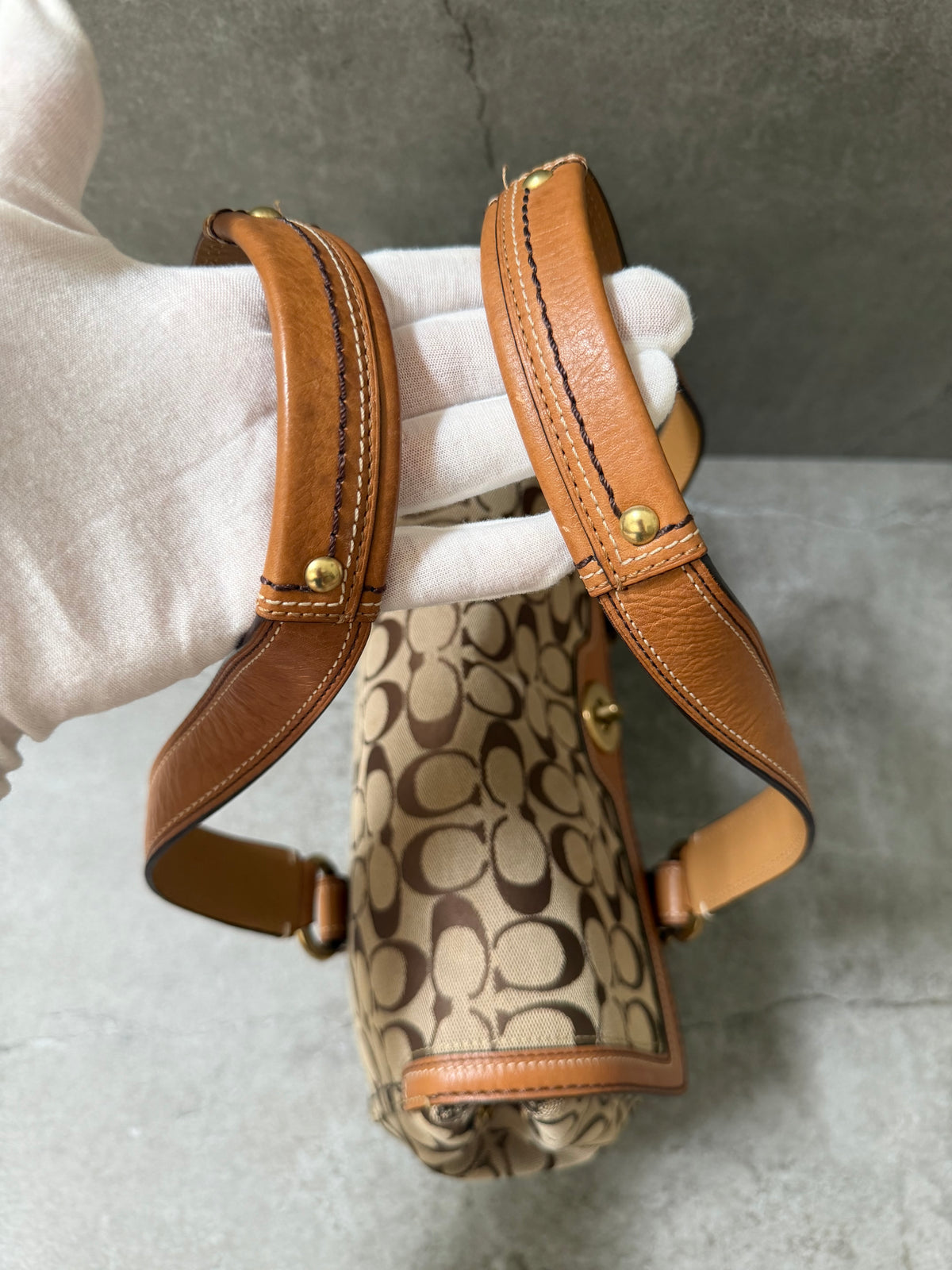 Coach Signature Canvas Flap Shoulder Bag Chestnut