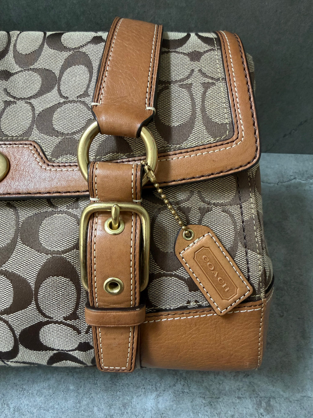 Coach Signature Canvas Flap Shoulder Bag Chestnut