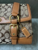 Coach Signature Canvas Flap Shoulder Bag Chestnut
