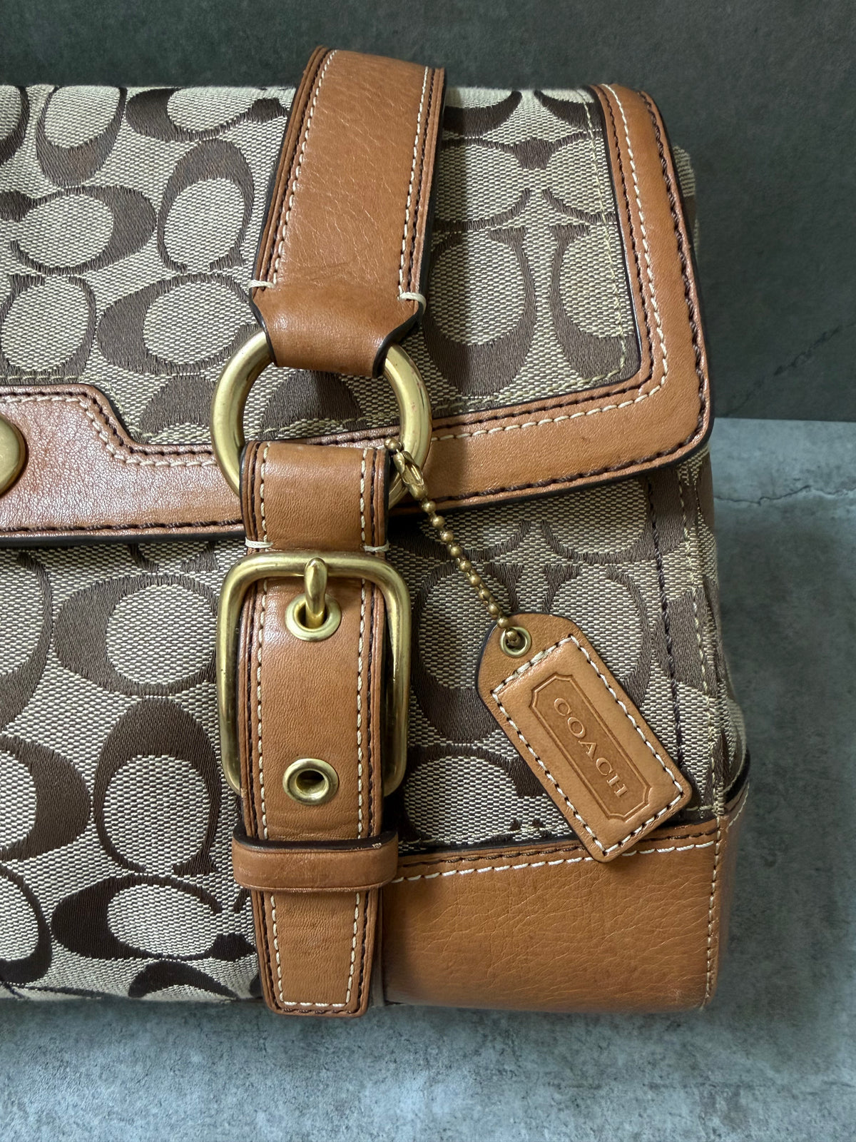 Coach Signature Canvas Flap Shoulder Bag Chestnut