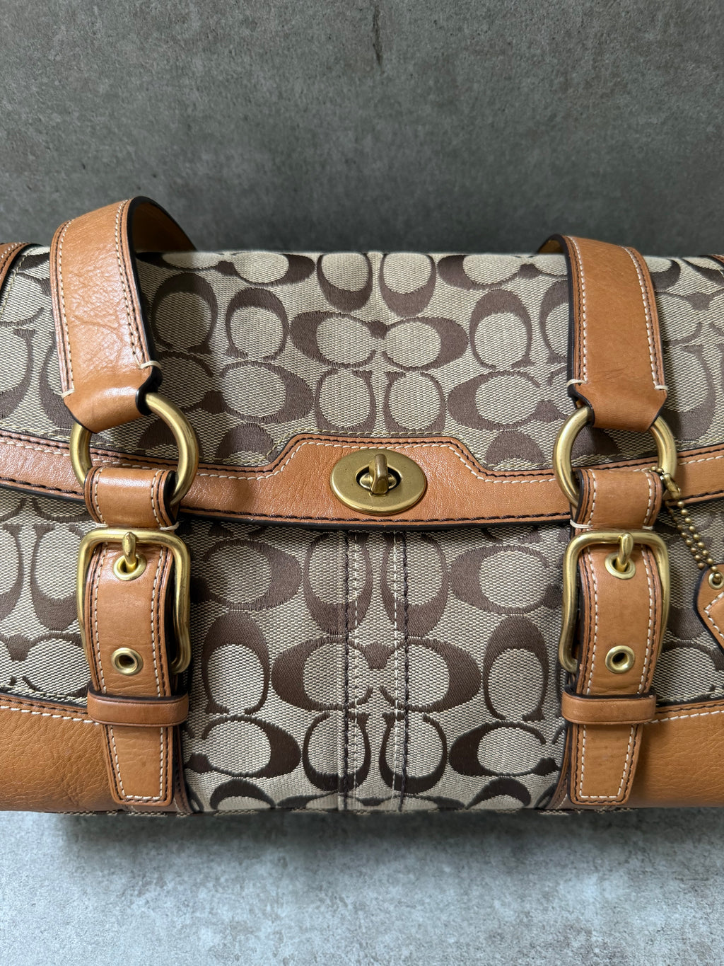 Coach Signature Canvas Flap Shoulder Bag Chestnut