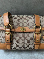 Coach Signature Canvas Flap Shoulder Bag Chestnut