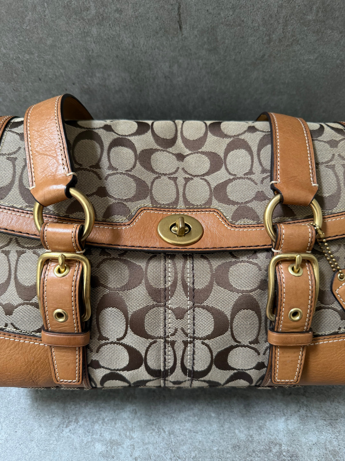 Coach Signature Canvas Flap Shoulder Bag Chestnut