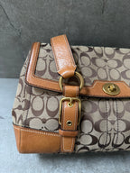 Coach Signature Canvas Flap Shoulder Bag Chestnut