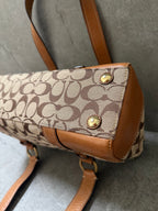 Coach Signature Canvas Flap Shoulder Bag Chestnut