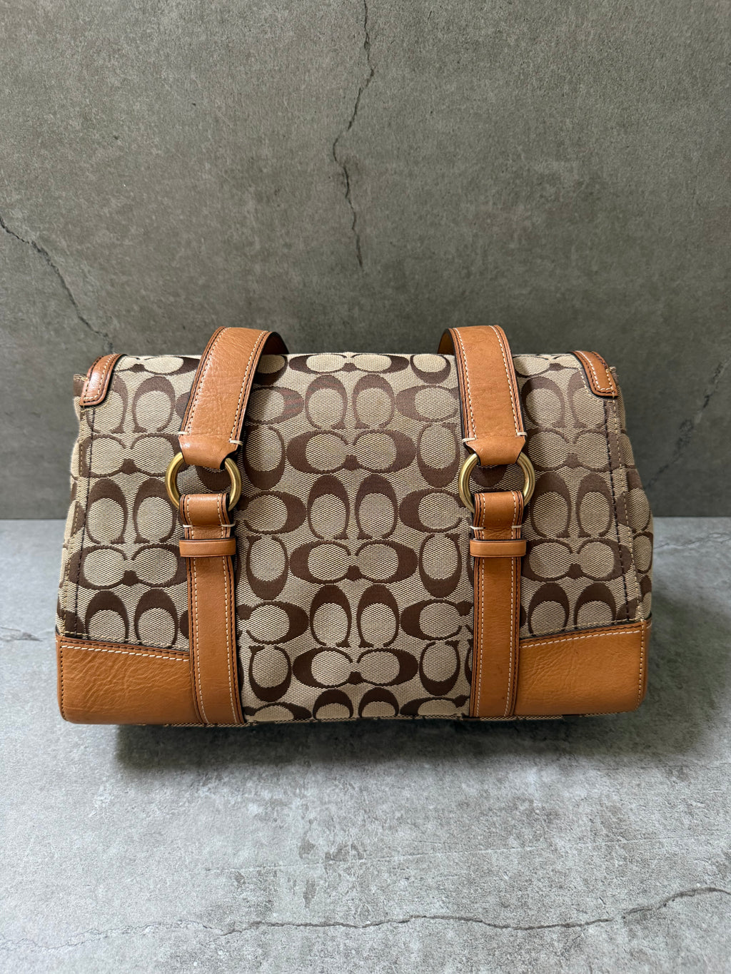 Coach Signature Canvas Flap Shoulder Bag Chestnut