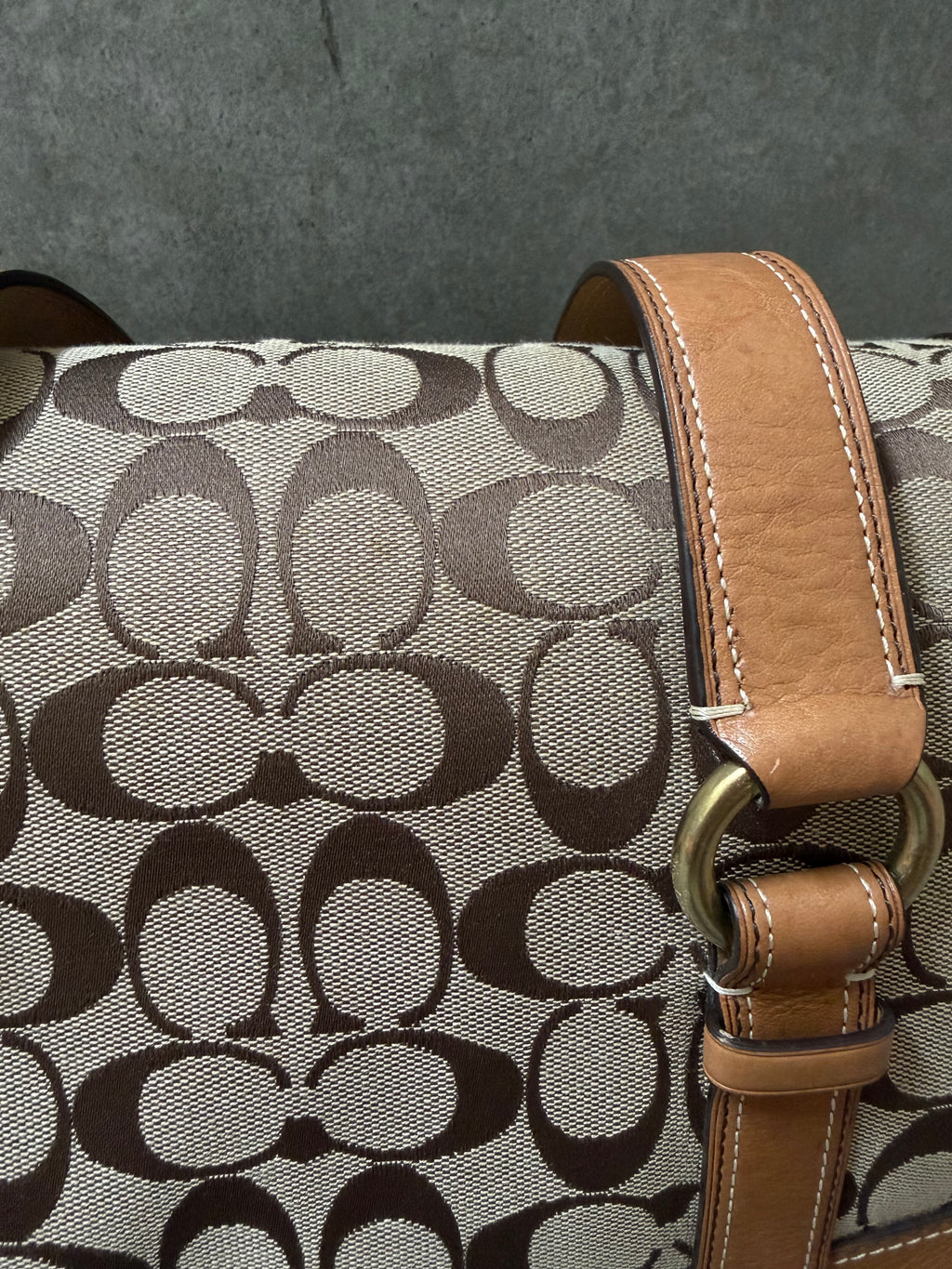 Coach Signature Canvas Flap Shoulder Bag Chestnut