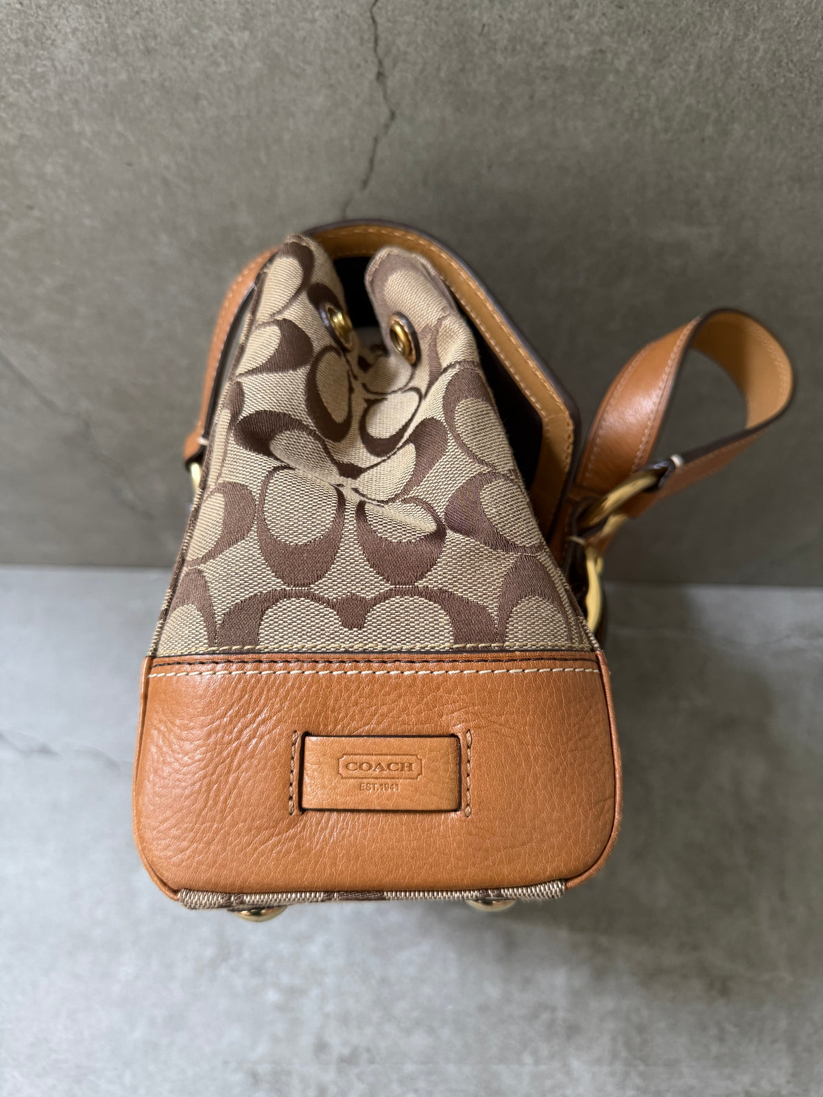 Coach Signature Canvas Flap Shoulder Bag Chestnut