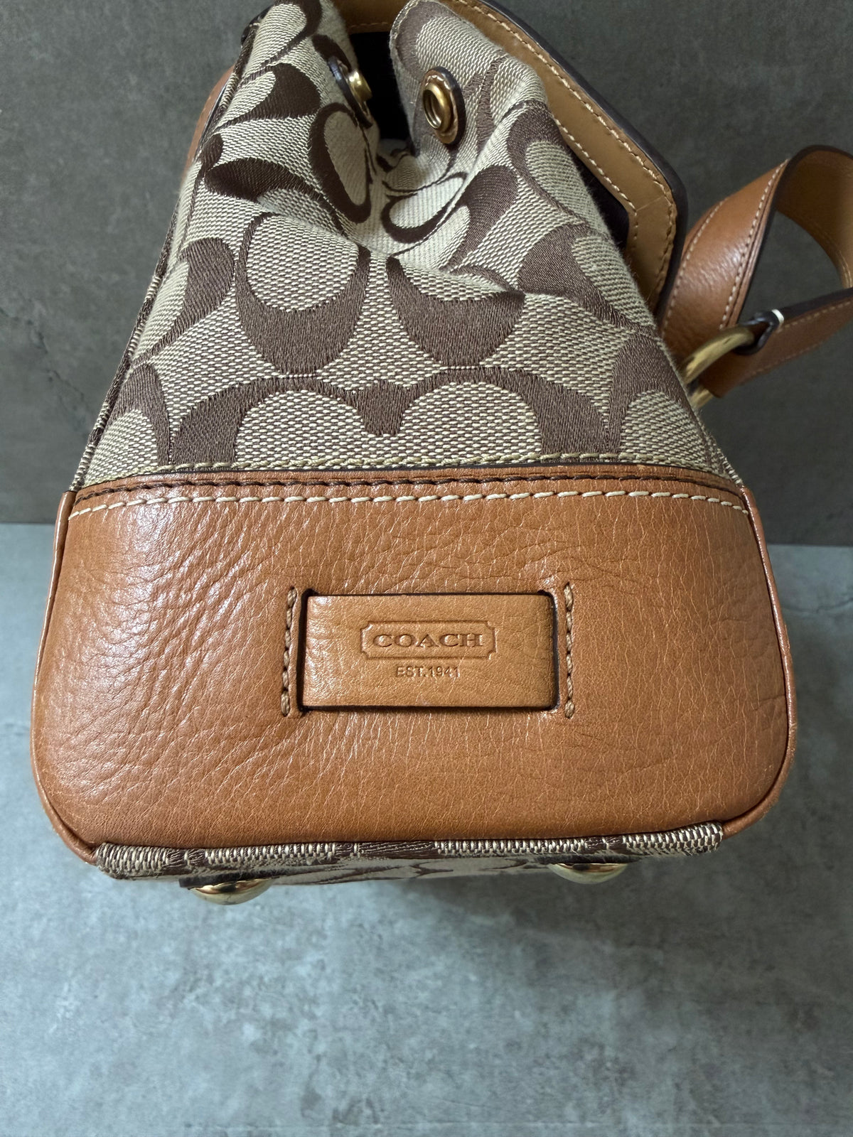 Coach Signature Canvas Flap Shoulder Bag Chestnut