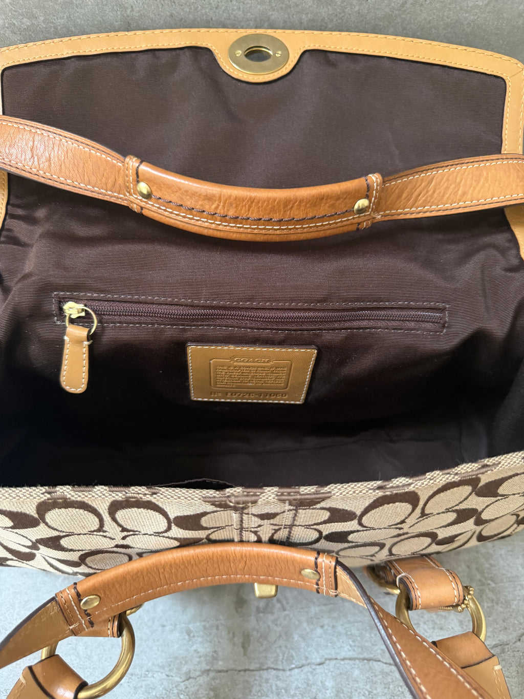Coach Signature Canvas Flap Shoulder Bag Chestnut