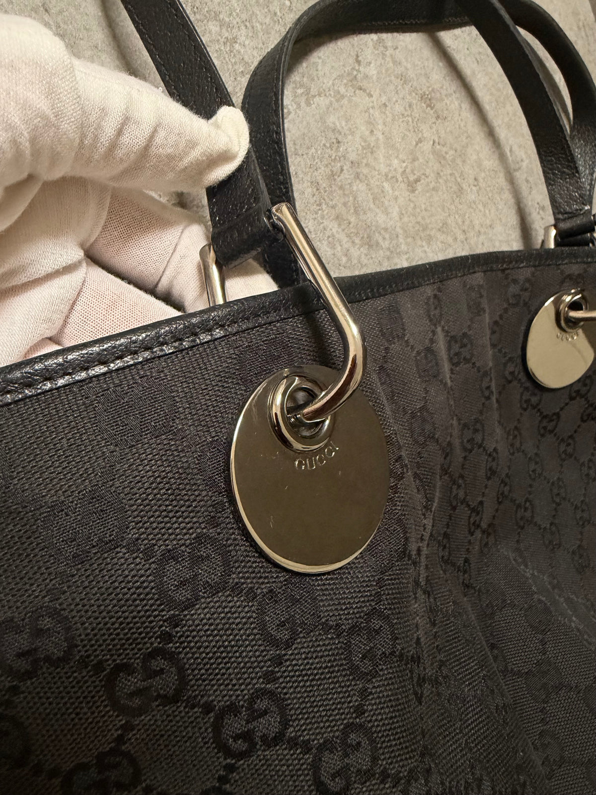 Gucci Black GG Monogram Canvas Mini Eclipse Tote Bag