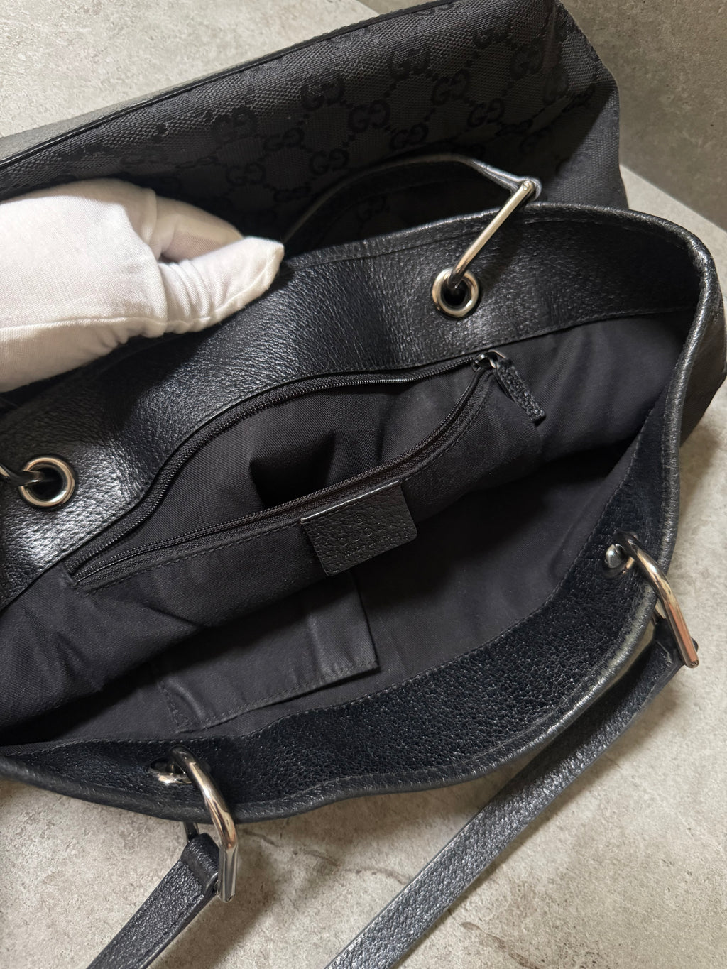 Gucci Black GG Monogram Canvas Mini Eclipse Tote Bag