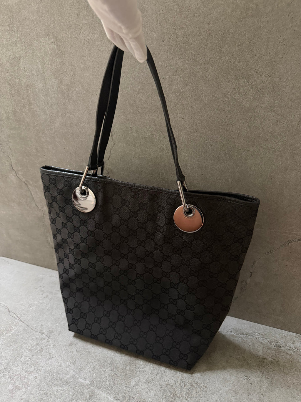 Gucci Black GG Monogram Canvas Mini Eclipse Tote Bag