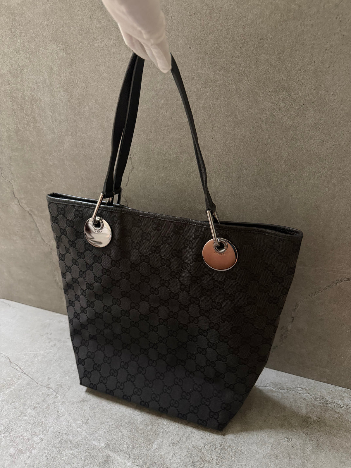 Gucci Black GG Monogram Canvas Mini Eclipse Tote Bag