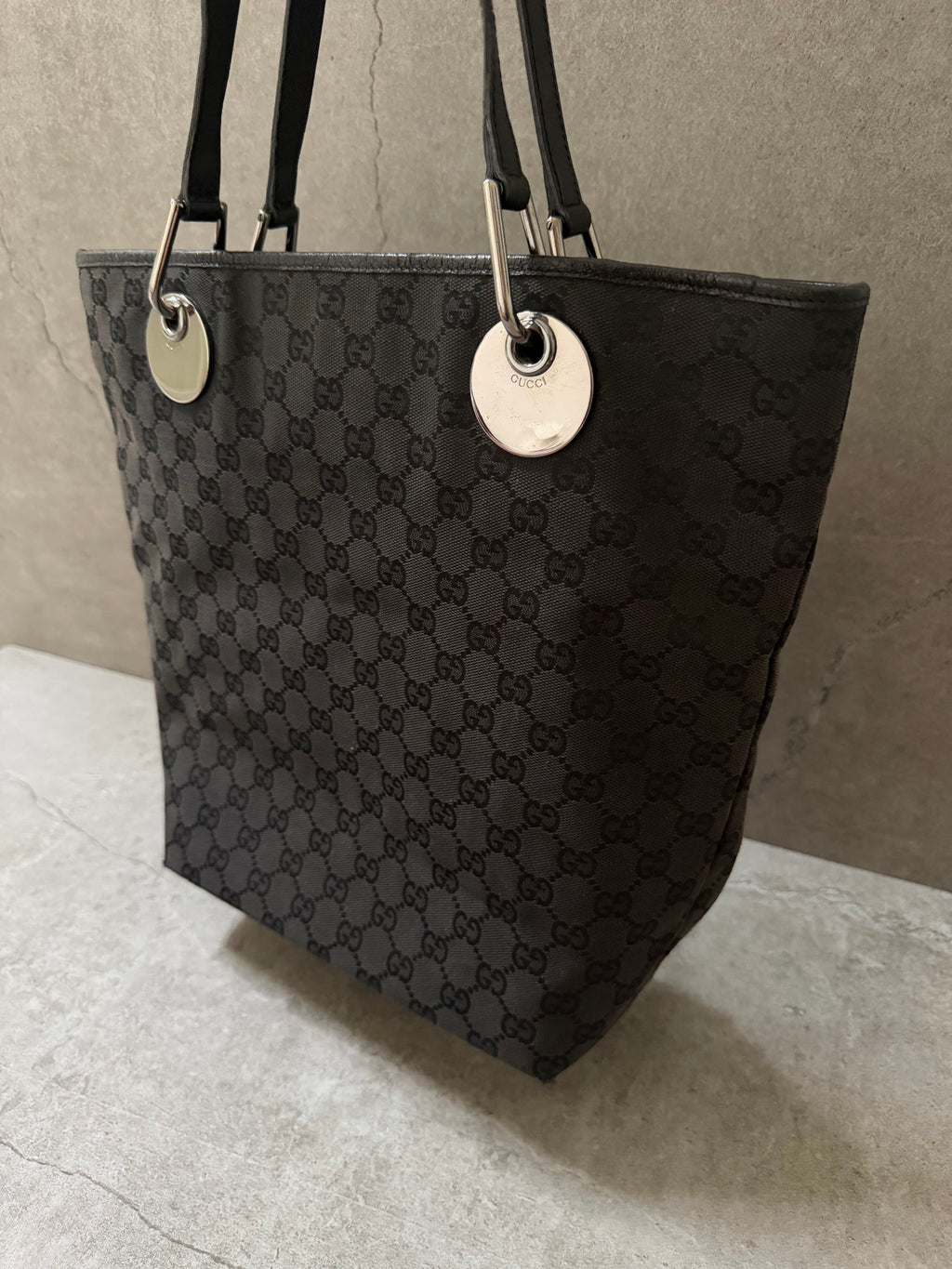 Gucci Black GG Monogram Canvas Mini Eclipse Tote Bag