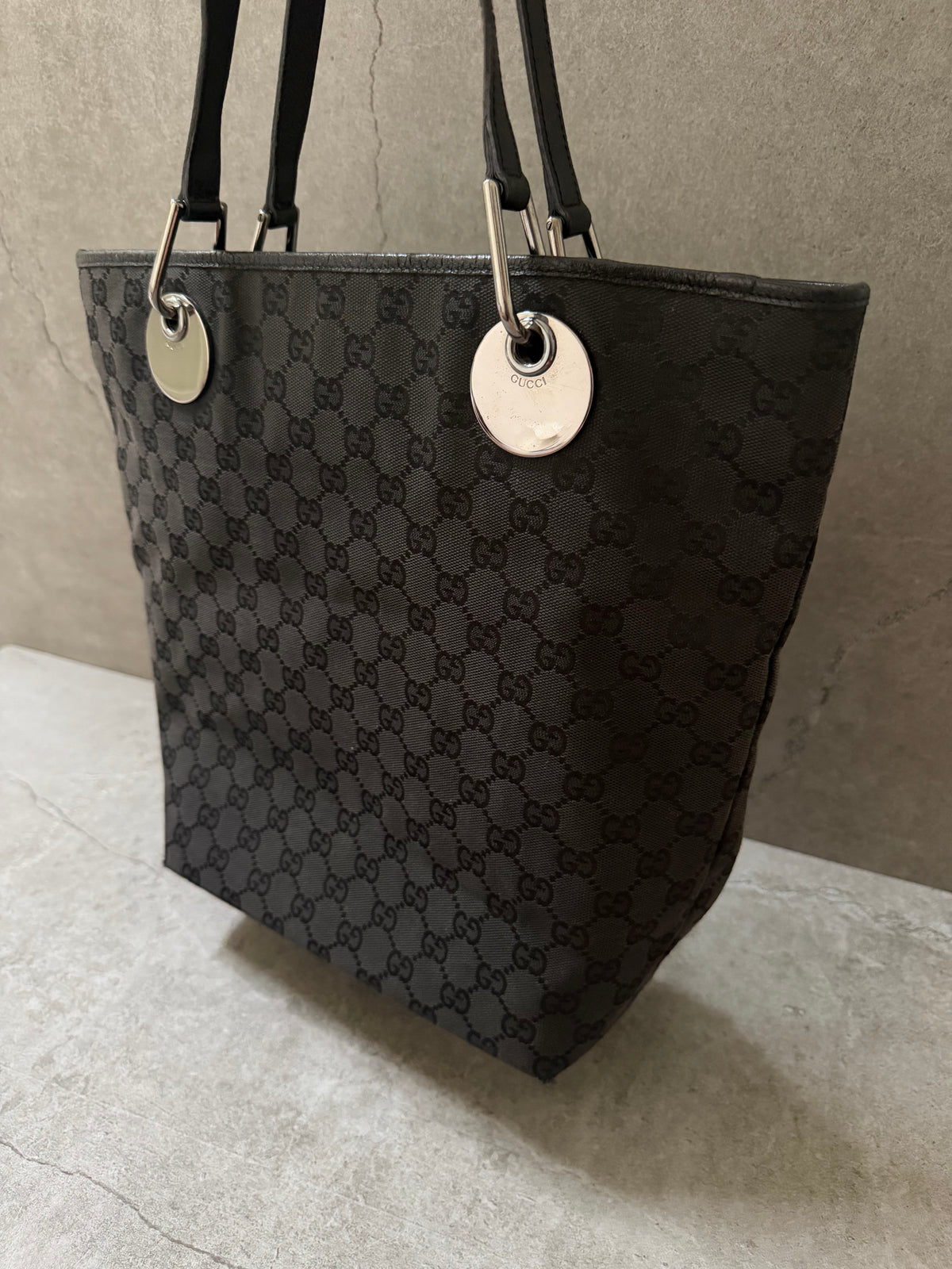 Gucci Black GG Monogram Canvas Mini Eclipse Tote Bag