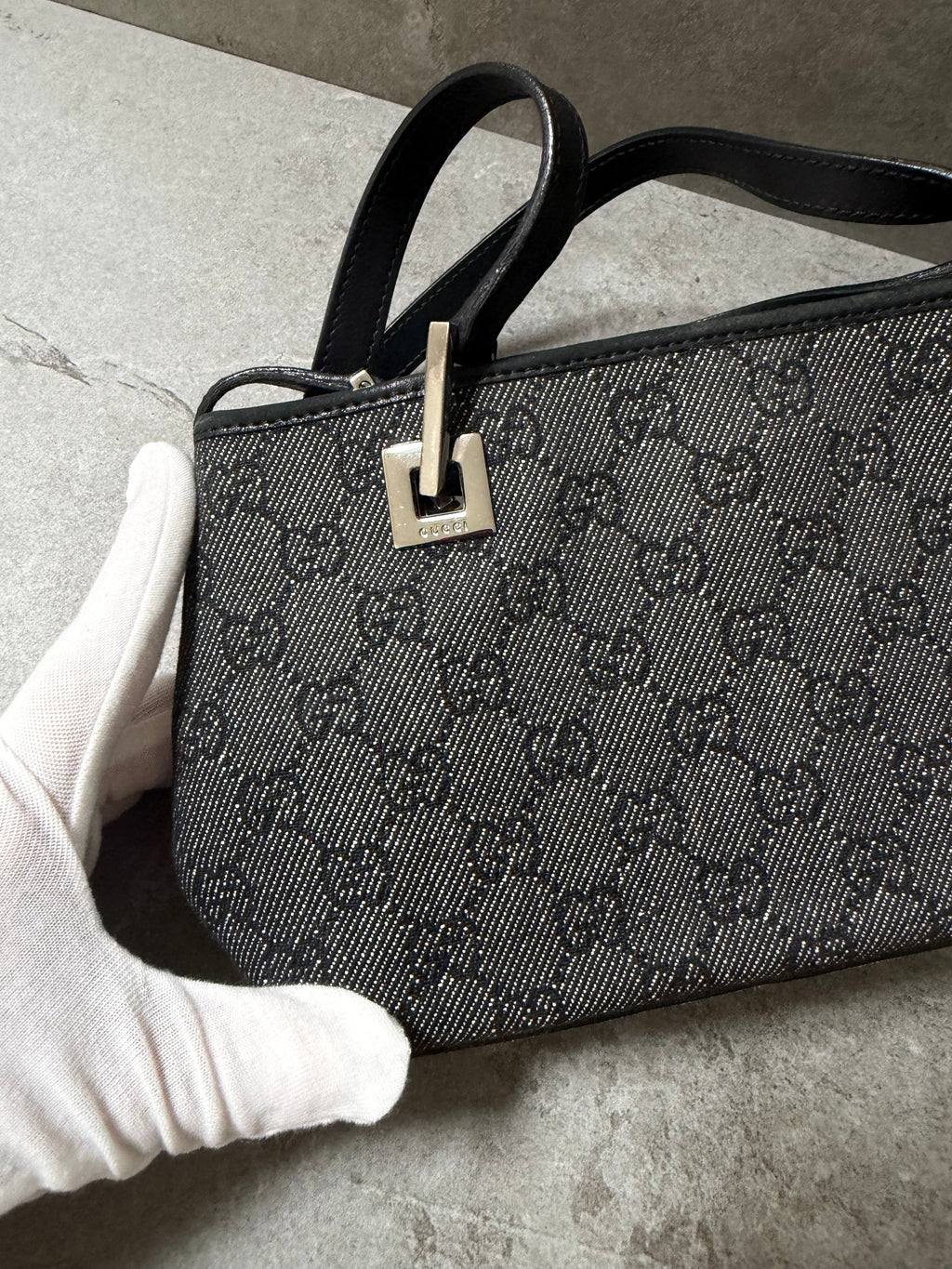 Gucci Black GG Monogram Canvas Mini Shoulder Bag Pochette