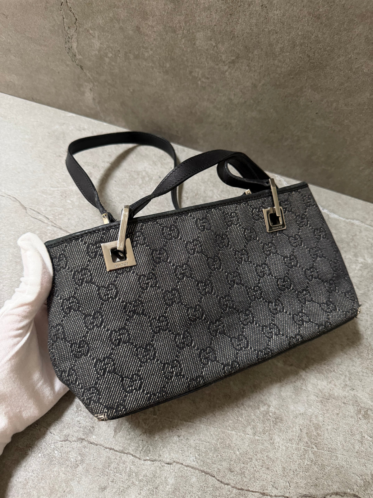 Gucci Black GG Monogram Canvas Mini Shoulder Bag Pochette