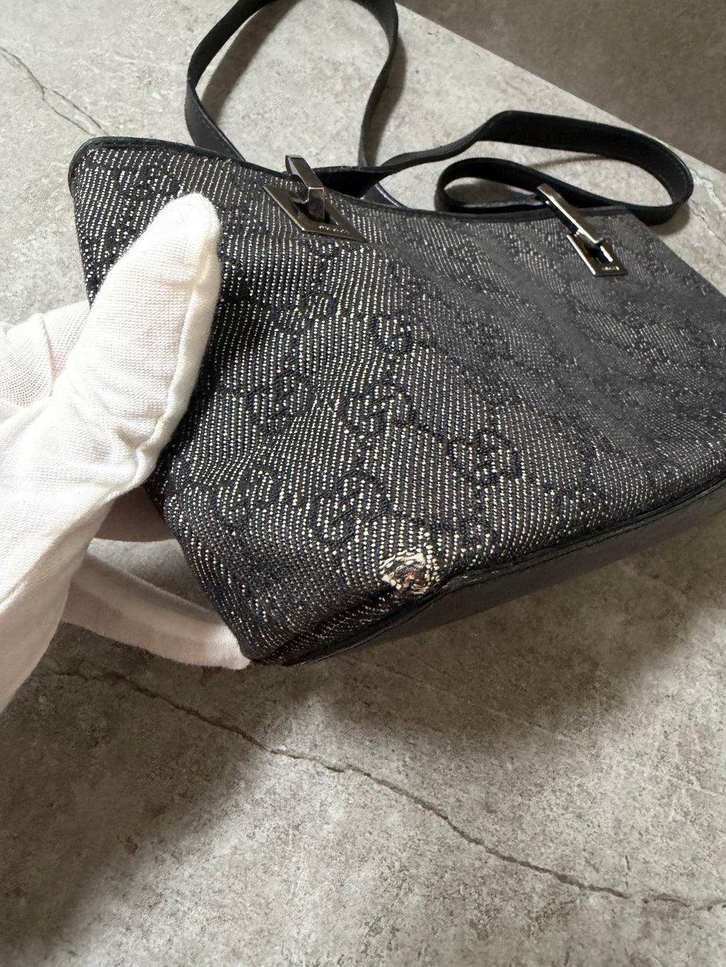 Gucci Black GG Monogram Canvas Mini Shoulder Bag Pochette