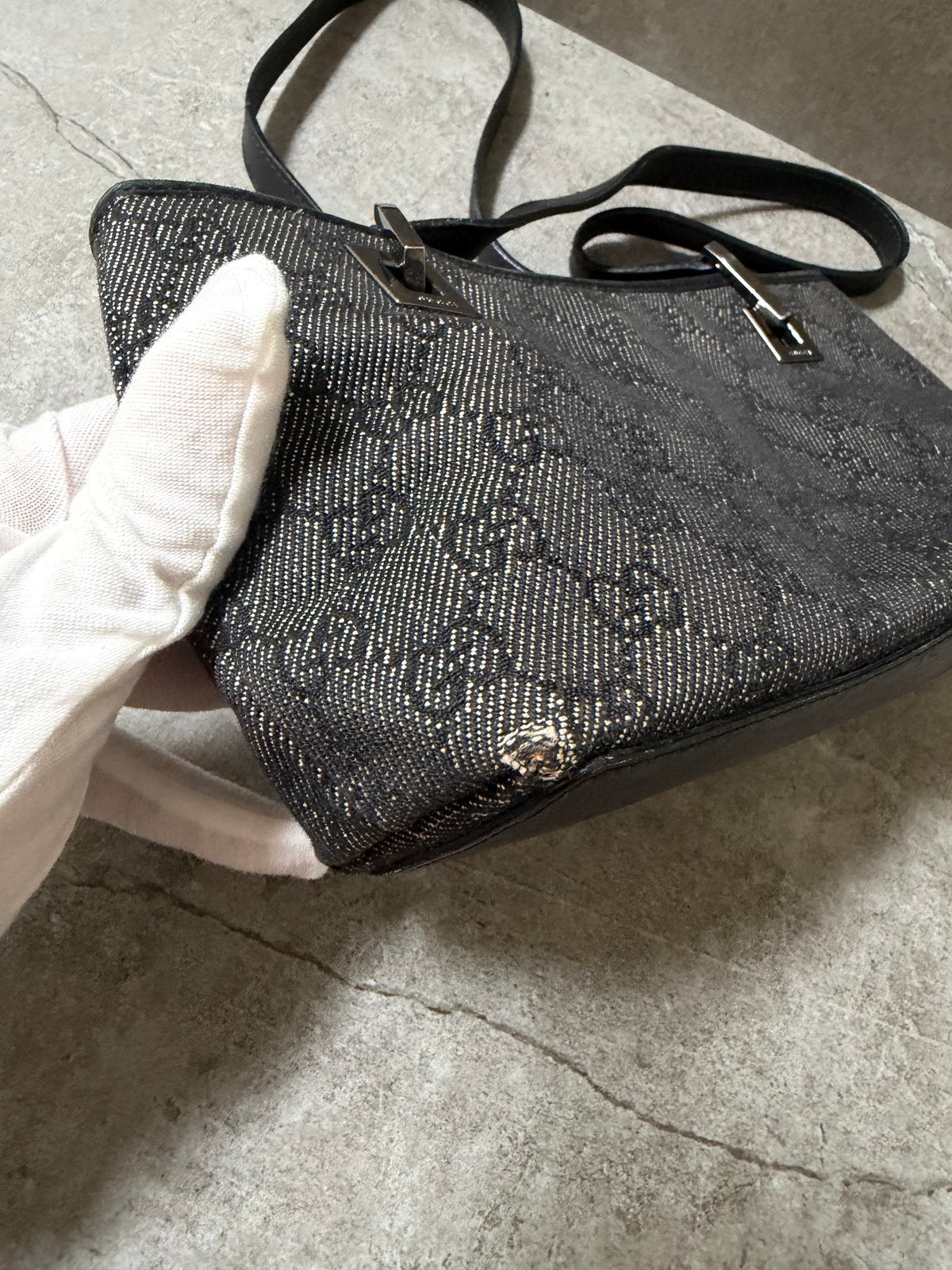 Gucci Black GG Monogram Canvas Mini Shoulder Bag Pochette