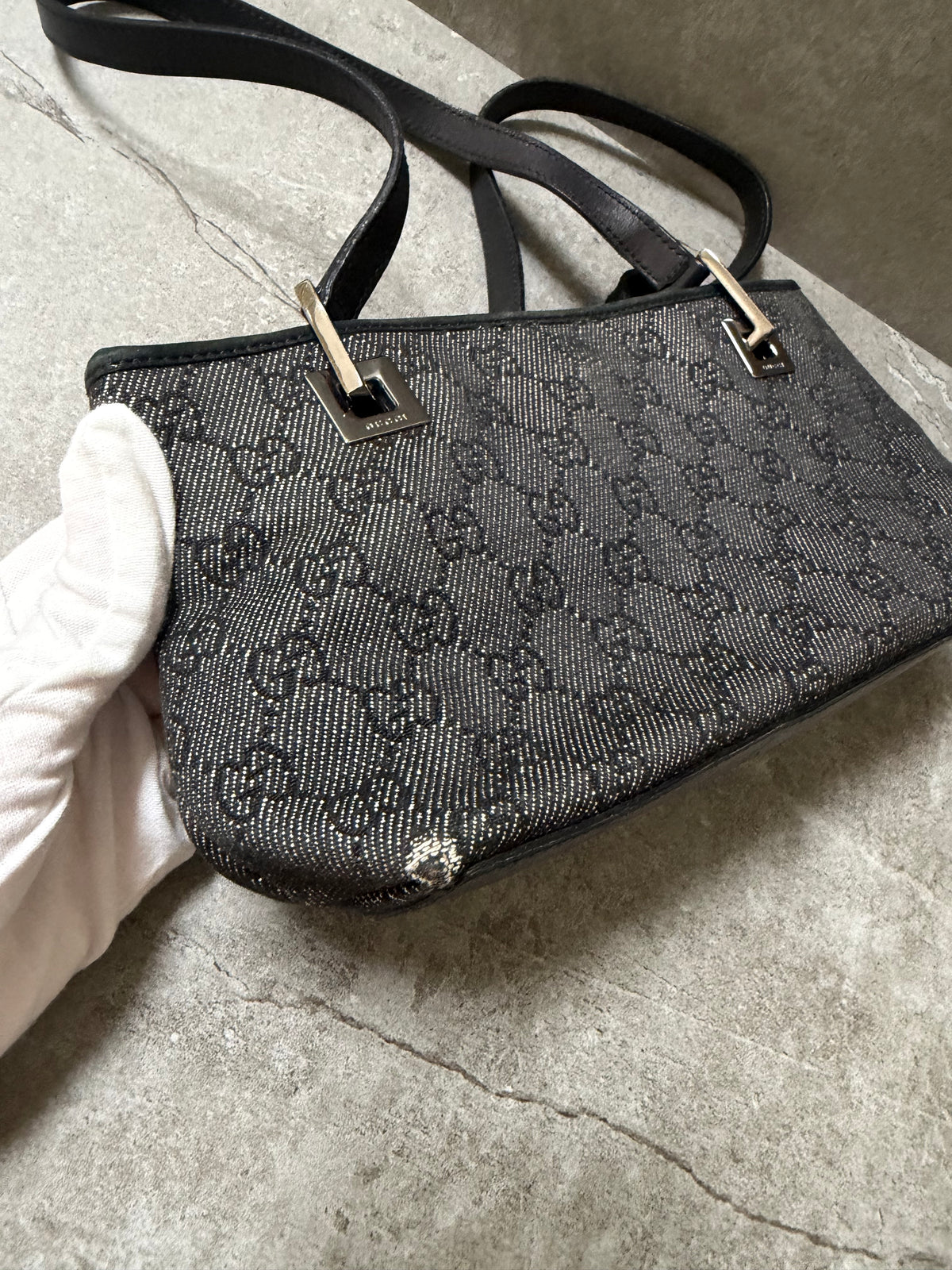 Gucci Black GG Monogram Canvas Mini Shoulder Bag Pochette