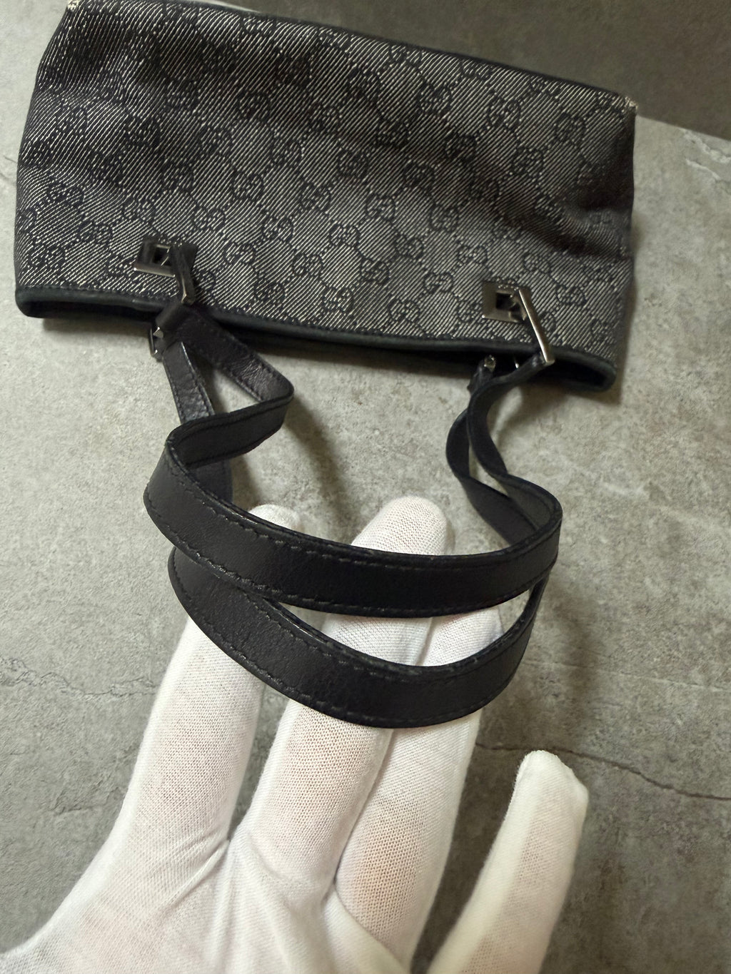 Gucci Black GG Monogram Canvas Mini Shoulder Bag Pochette