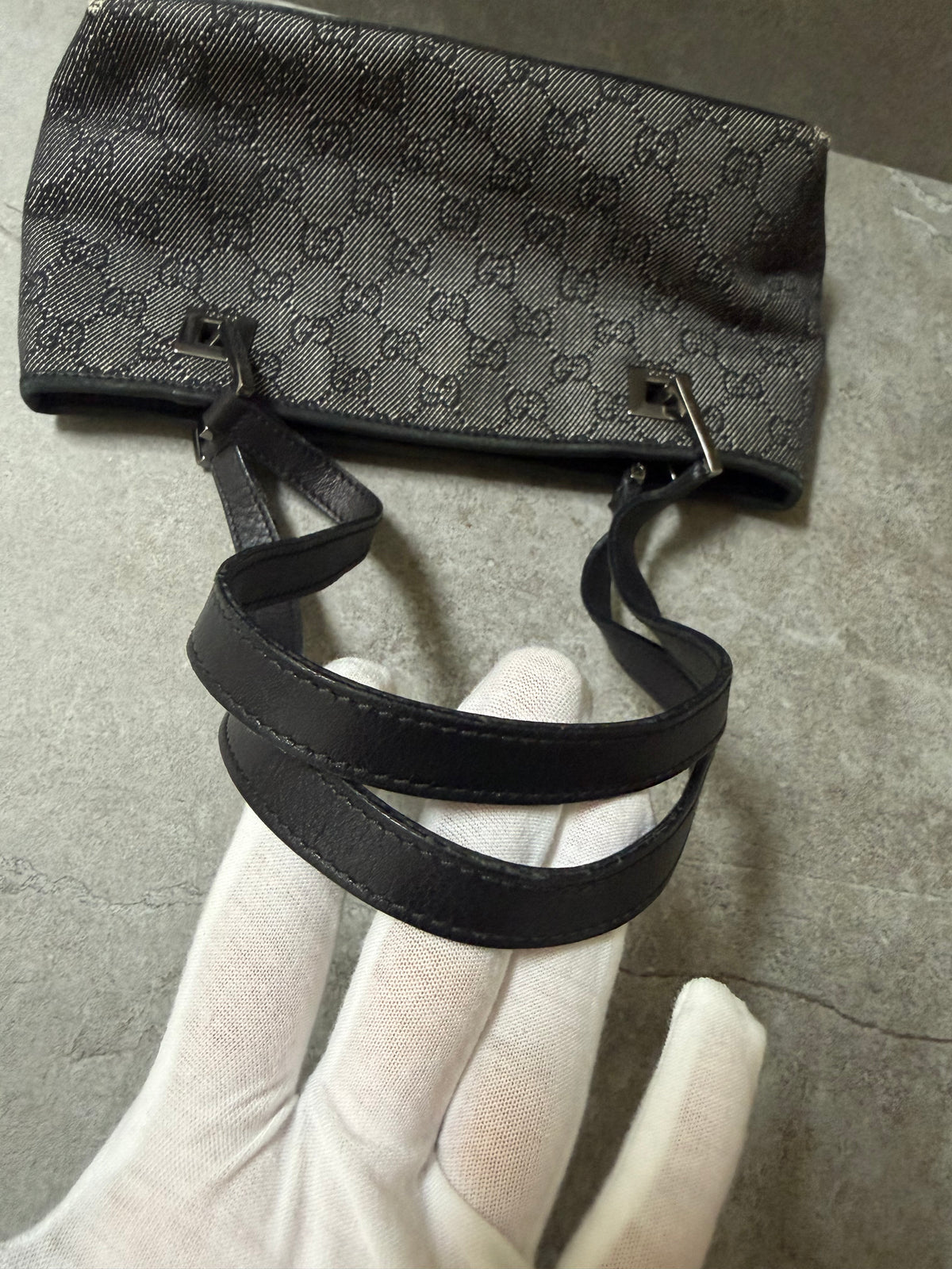 Gucci Black GG Monogram Canvas Mini Shoulder Bag Pochette