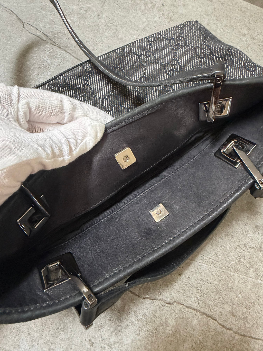 Gucci Black GG Monogram Canvas Mini Shoulder Bag Pochette