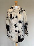 Vintage Partina Curly Cow Print Fur Coat - S