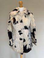 Vintage Partina Curly Cow Print Fur Coat - S