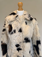 Vintage Partina Curly Cow Print Fur Coat - S