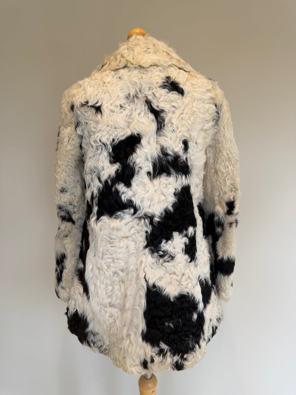 Vintage Partina Curly Cow Print Fur Coat - S