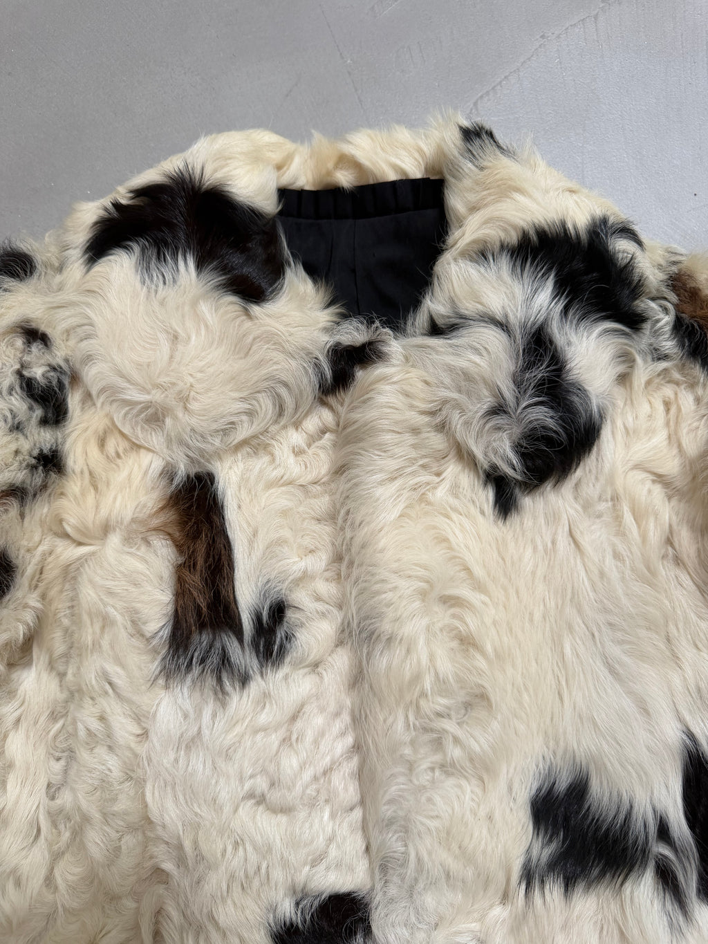Vintage Partina Curly Cow Print Fur Coat - S