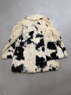 Vintage Partina Curly Cow Print Fur Coat - S