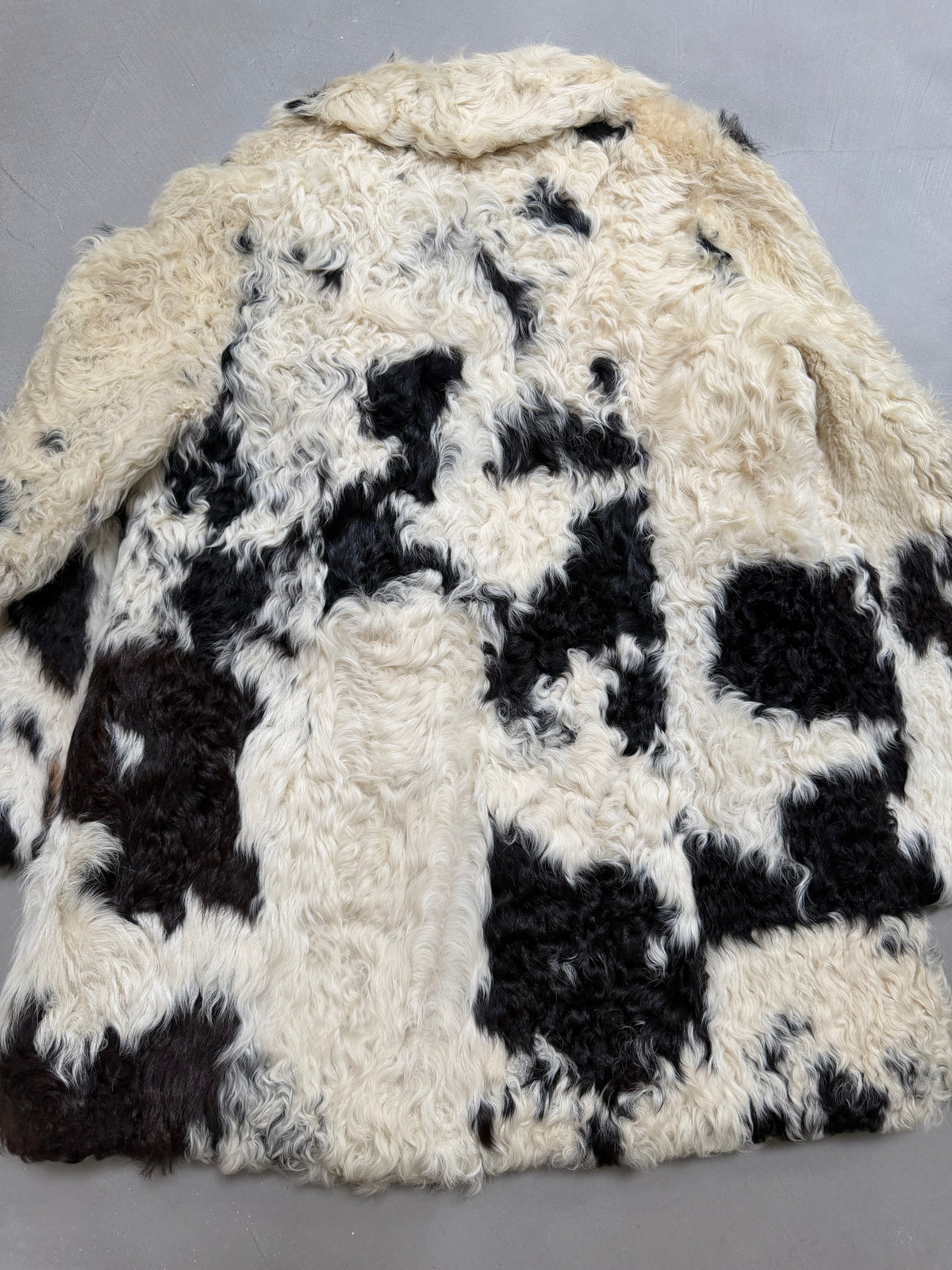 Vintage Partina Curly Cow Print Fur Coat - S