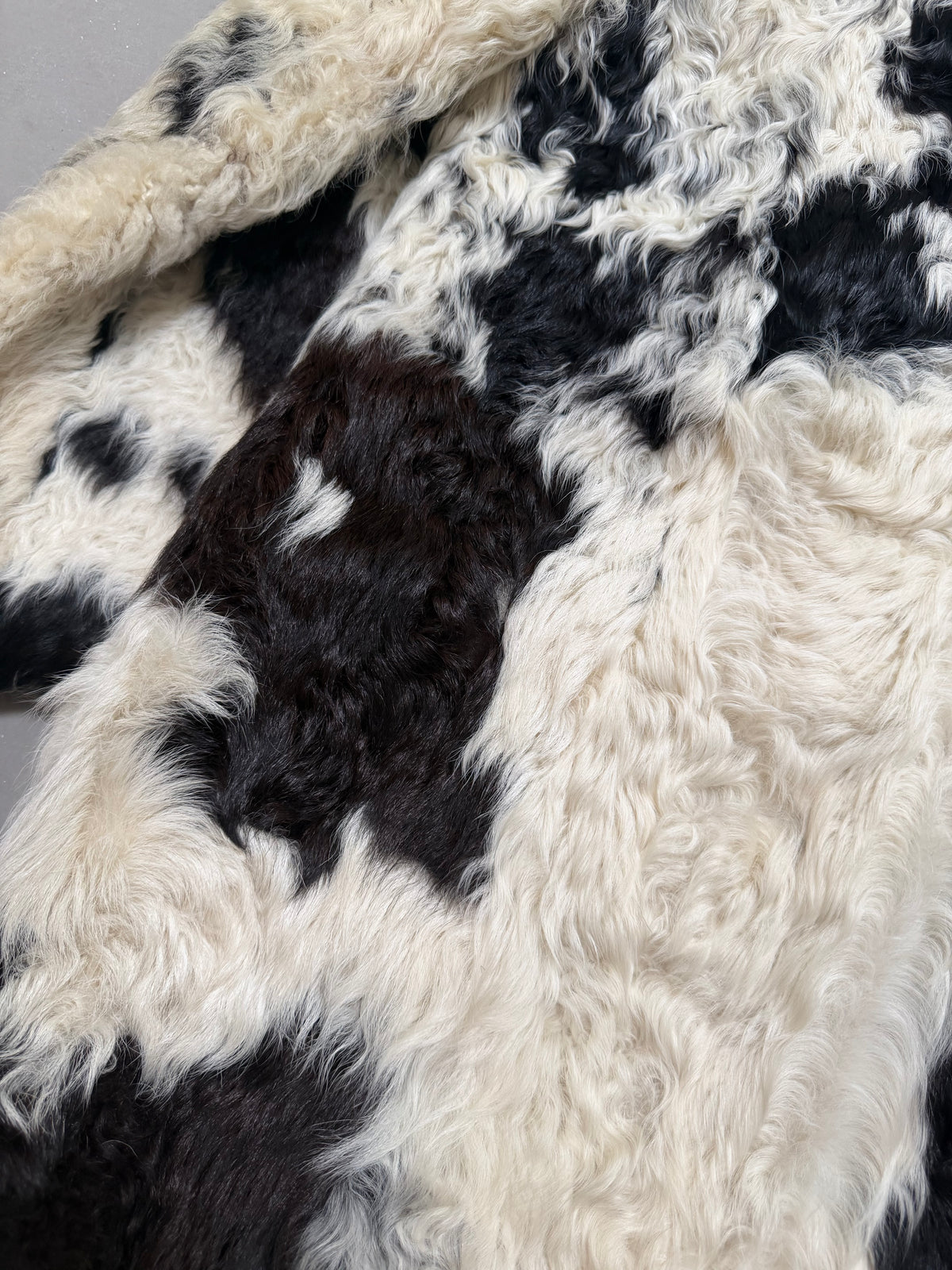 Vintage Partina Curly Cow Print Fur Coat - S