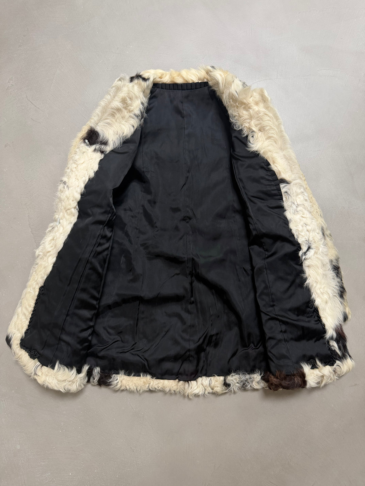 Vintage Partina Curly Cow Print Fur Coat - S