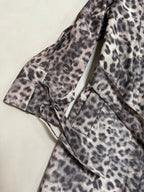 Snow Leopard Trench Coat With Real Fur Collar - M